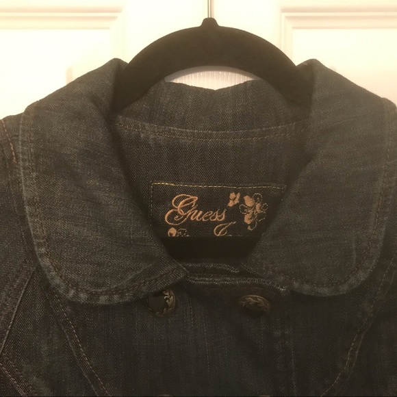 GUESS Long Denim Double Breasted Dress Jacket Stretch M - Picture 6 of 16